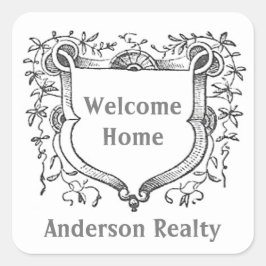 Adesivo Quadrado Bem-vindo ao Home House Comprador Realce Obrigado