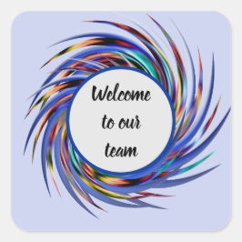 Adesivo Quadrado Bem-vindo ao nosso padrão espiral de Cinzas Azuis 