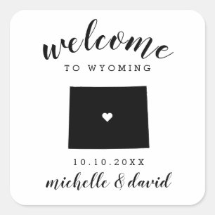 Adesivo Quadrado Bem-vindo ao Wyoming  Favor de casamento