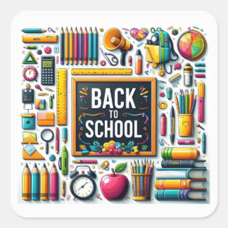 Adesivo Quadrado Bem-vindo de volta à escola