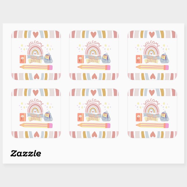 Adesivo Quadrado Bem-vindo de volta à escola (Folha)