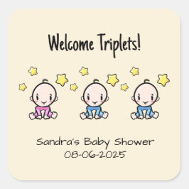 Adesivo Quadrado Bem-vindos Triplets, Bons Tripletos Personalizados