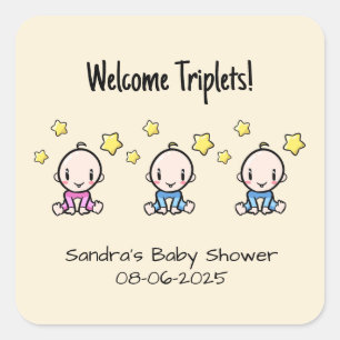 Adesivo Quadrado Bem-vindos Triplets, Bons Tripletos Personalizados