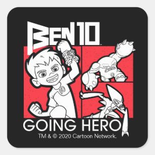 Adesivo Quadrado Ben 10 Vai Herói