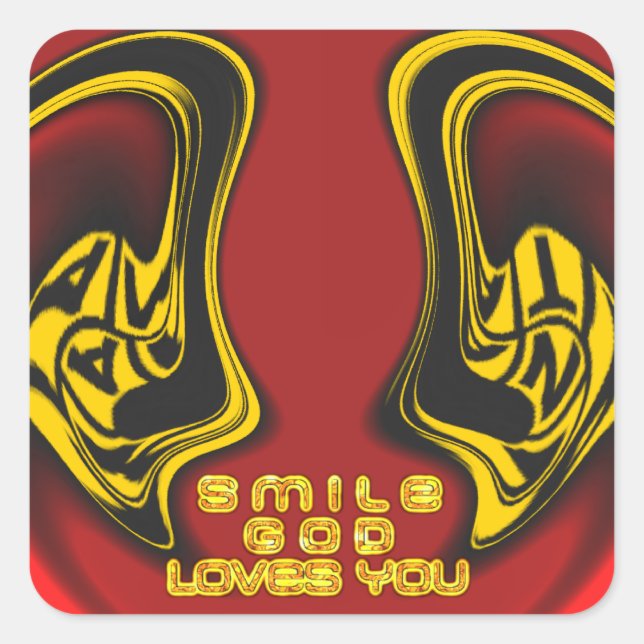 Adesivo Quadrado Bênção de Acima: Saudação Espiritual do Amor de De (Frente)