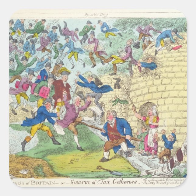 Adesivo Quadrado Bênçãos da Grã-Bretanha - ou enxame de impostos (Frente)