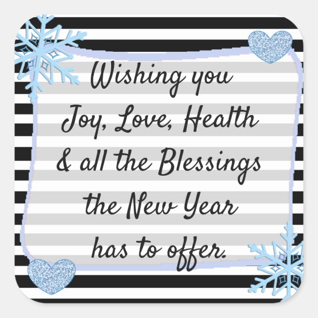 Adesivo Quadrado Bênçãos de Natal preto e azul (Frente)