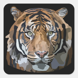 Adesivo Quadrado Bengal Tiger - Arte Digital Desenhada à Mão