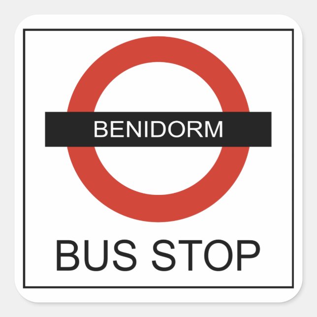 Adesivo Quadrado Benidorm Bus Stop (Frente)
