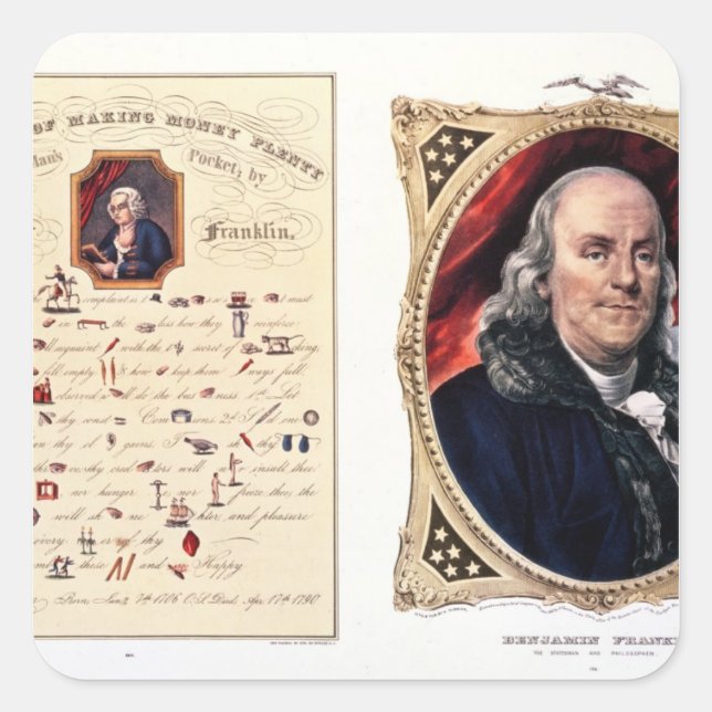 Adesivo Quadrado Benjamin Franklin 1847 (Frente)
