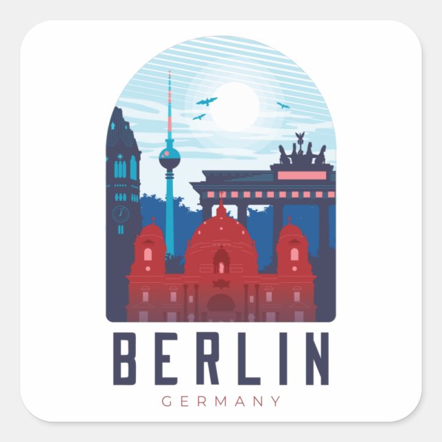 Adesivo Quadrado Berlin Alemanha Skyline Sticker (Frente)