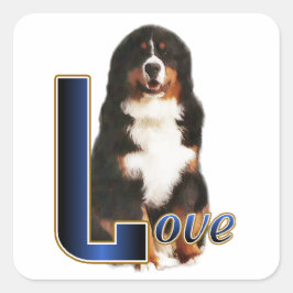Adesivo Quadrado Bernese Mountain Dog Love