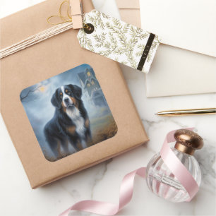 Adesivo Quadrado Bernese Mountain Halloween Scary