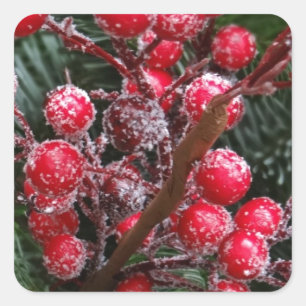 Adesivo Quadrado Berries Red Christmas.