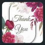 Adesivo Quadrado Berry Bloom Garden Floral Glam Wedding<br><div class="desc">Matching items available.</div>