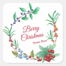Adesivo Quadrado Berry Christmas Wreath