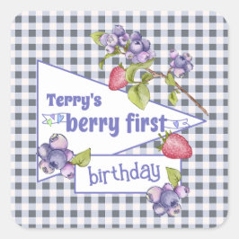 Adesivo Quadrado Berry First Birthday