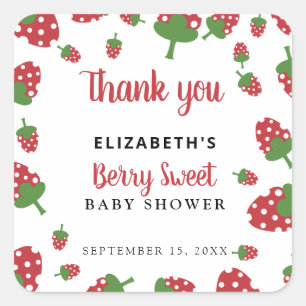 Adesivo Quadrado Berry Sweet Baby Cute Strawberry Modern Obrigado