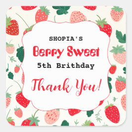 Adesivo Quadrado Berry Sweet Birthday Convite