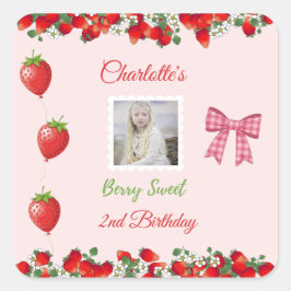 Adesivo Quadrado Berry Sweet Birthday Photo