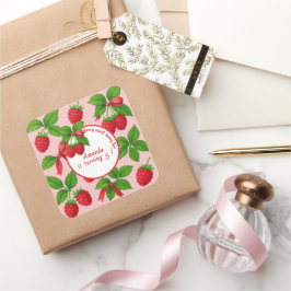 Adesivo Quadrado Berry Sweet Raspberry Aniversário de criança Party