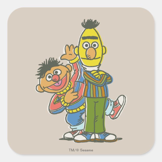 Adesivo Quadrado Bert e Ernie Estilo Clássico (Frente)
