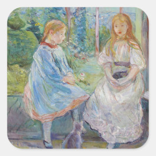 Adesivo Quadrado Berthe Morisot - Jovens Meninas à Janela