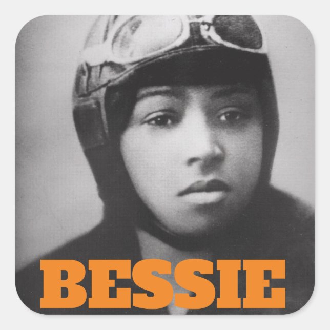 Adesivo Quadrado Bessie Coleman - Pioneiro da Aviação (Frente)