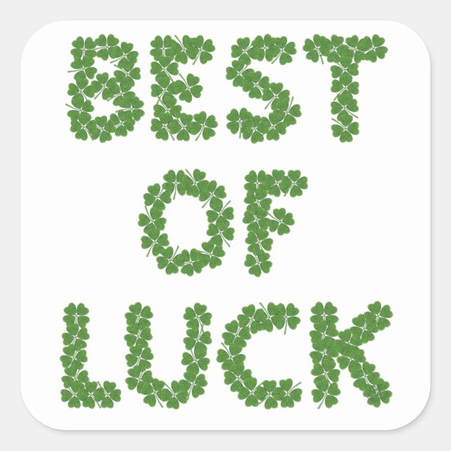 Adesivo Quadrado Best of Luck Clovers Greeting (Frente)