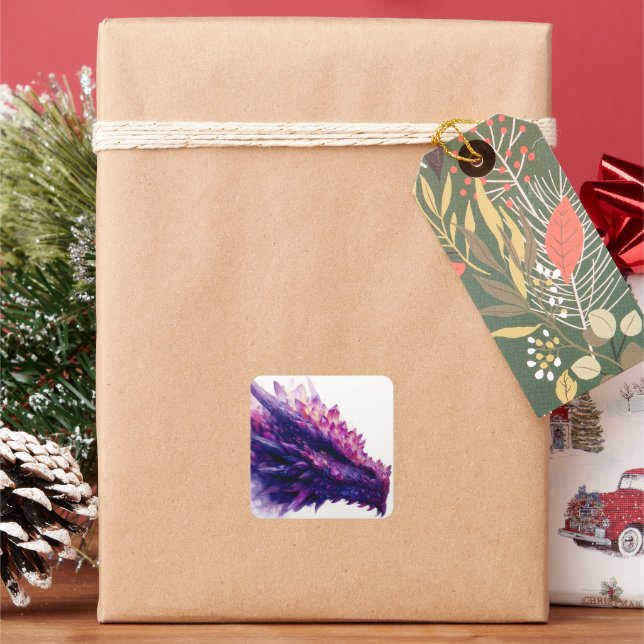 Adesivo Quadrado Besta de Dragão Cristal Ametista Fantasma (Feriado)