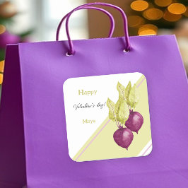 Adesivo Quadrado Beterrabas bonitas no amor pintadas à mão por aqua