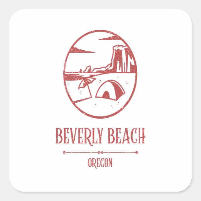Adesivo Quadrado Beverly Beach - Oregon (Frente)