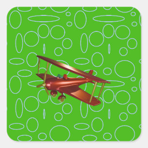Adesivo Quadrado Bi-plane vermelho em círculos e circuitos verdes