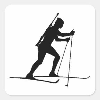 Adesivo Quadrado Biathlete Silhouette