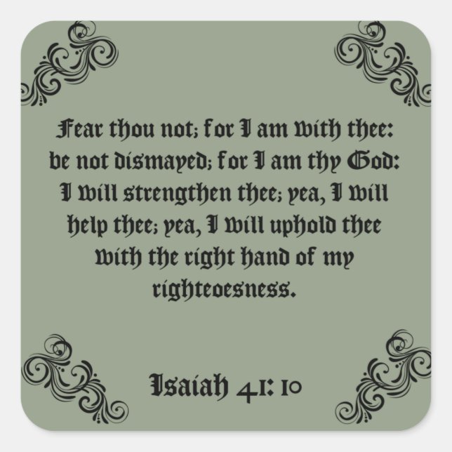 ADESIVO QUADRADO BIBLE SCRIPTURE "FEAR THOU NOT"  (Frente)