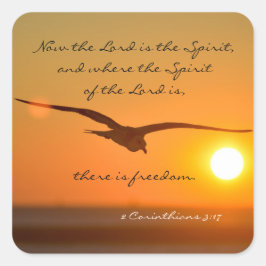 Adesivo Quadrado Bíblia da Liberdade Versa, Pássaro Voando no Sunse