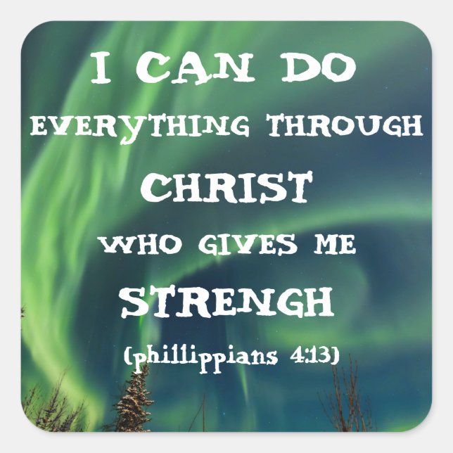 Adesivo Quadrado Bíblia Verdadeiro Luzes do Norte de aspas Inspirac (Frente)