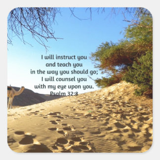 Adesivo Quadrado Bíblia Versa Salm De Cotação Inspiracional 32:8