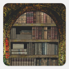 Adesivo Quadrado Biblioteca de Livros Antigo