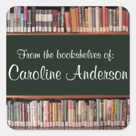 Adesivo Quadrado Biblioteca Personalizada Bookshells Bookplate