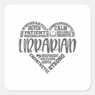 Adesivo Quadrado Bibliotecário, biblioteca, livro, livros