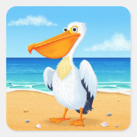 Bicho de animação bonito Pelicano, pássaro do mar