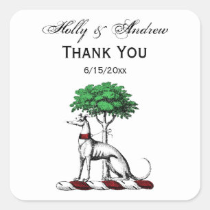 Adesivo Quadrado Bicho De Greyhound Com Emblem De Crest Heráldico 