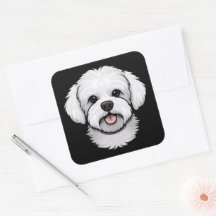 Adesivo Quadrado Bichon Frise Cute Engraçado Papelaria
