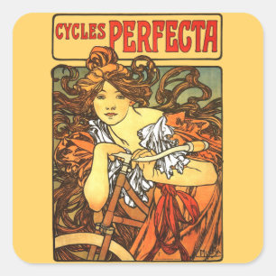 Adesivo Quadrado Bicicleta Art Nouveau - Alphonse Mucha