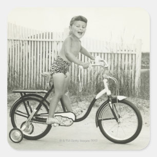 Adesivo Quadrado Bicicleta da equitação da menina