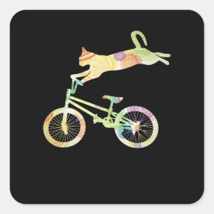 Adesivo Quadrado Bicicleta de bicicleta de gato - sua coleção de 