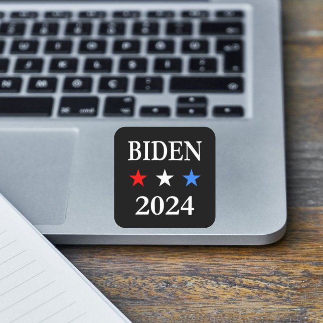 Adesivo Quadrado Biden 2024 Presidente dos EUA Três Estrelas Patrió (Criador carregado)