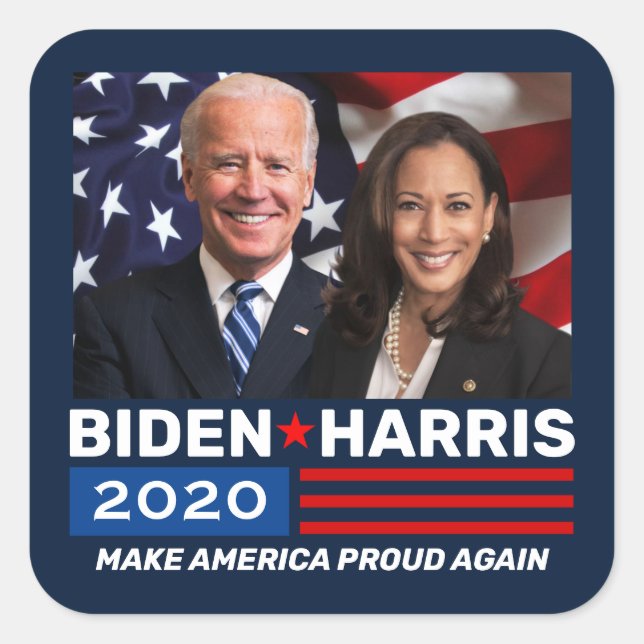 Adesivo Quadrado Biden Harris 2020 Eletion Patriotic Flag Photo (Frente)