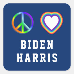 Adesivo Quadrado Biden Harris Peace Love
